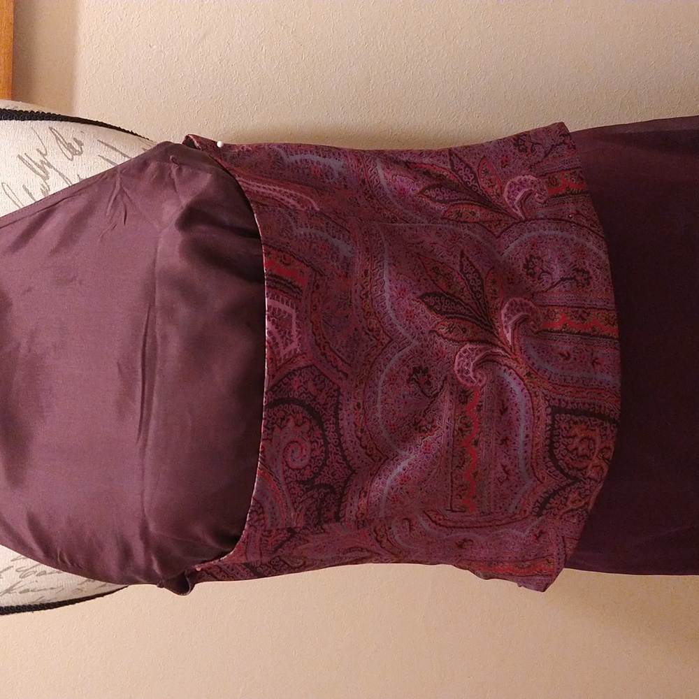 Ann Taylor plum silk maxi skirt set Sz 4 - Picture 8 of 13